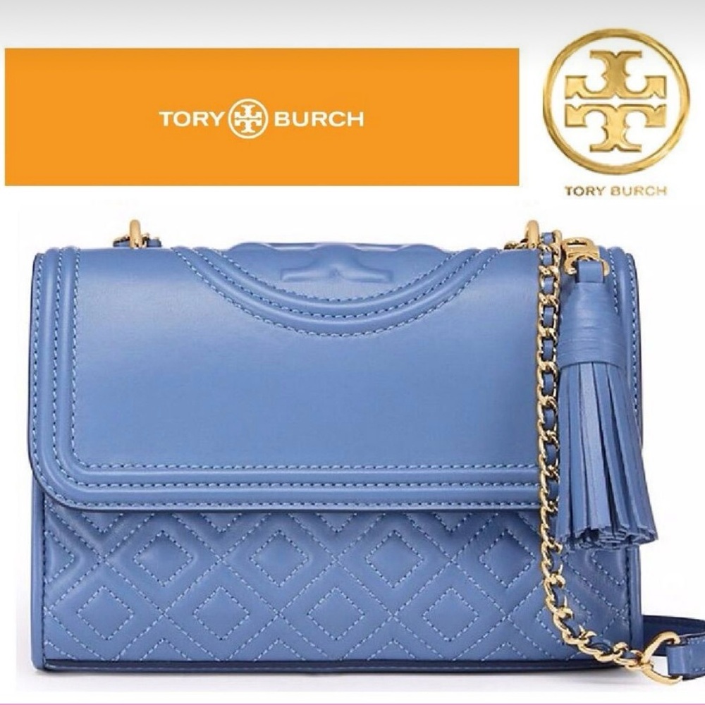Tory Burch Fleming periwinkle small leather convertible crossbody bag lotus blue - Picture 16 of 16